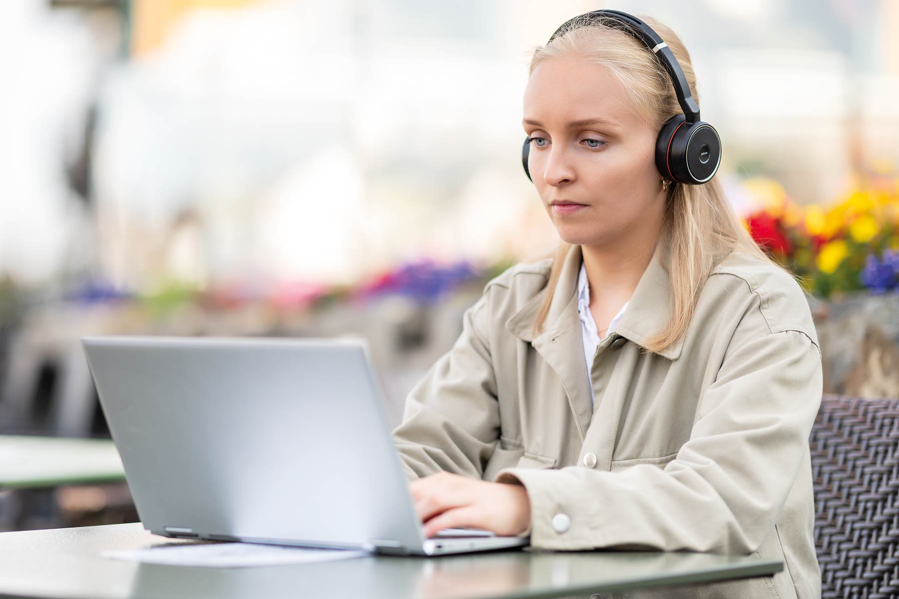 Woman working on a laptop