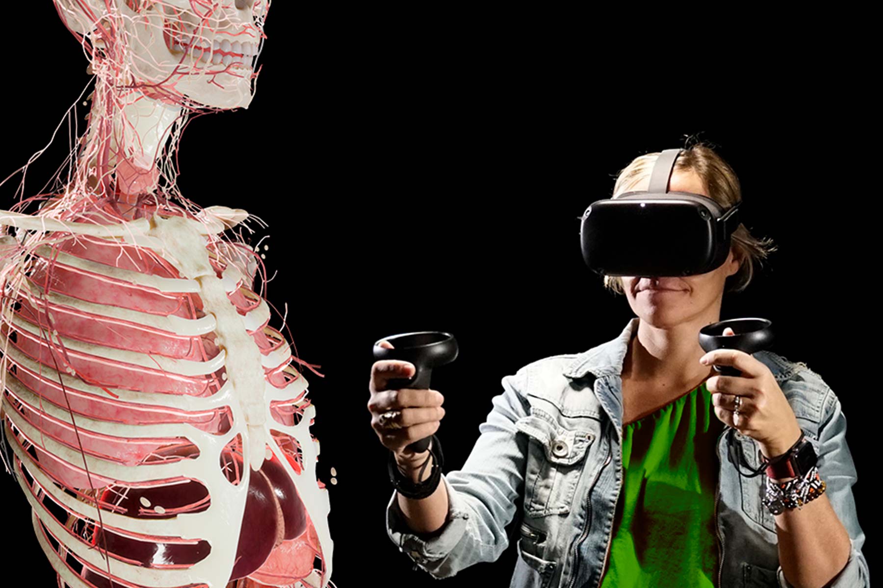 Person using VR to learn anatomy