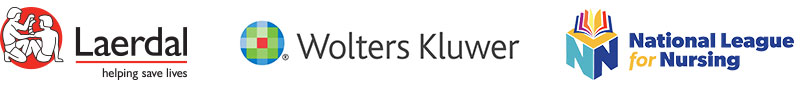 Laerdal Medical, Wolters Kluwer and NLN logos.