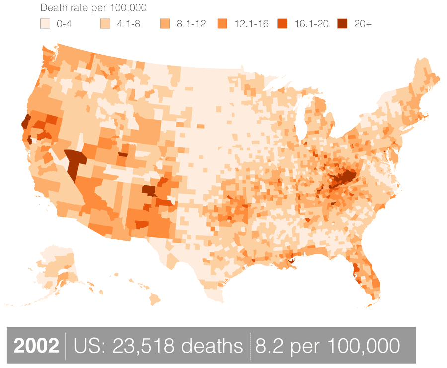 Deaths from drug poisoning 2002 to 2014