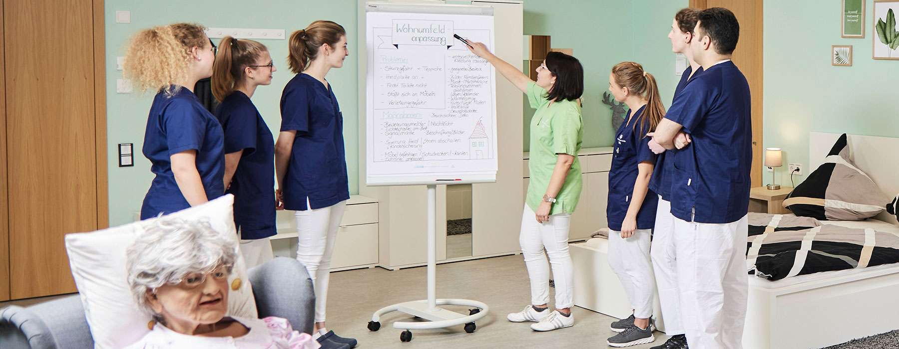 Nurses practicing in a classroom