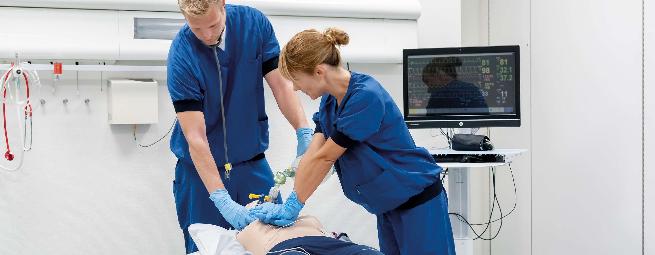 Nursing students using the Resusci Anne Simulator