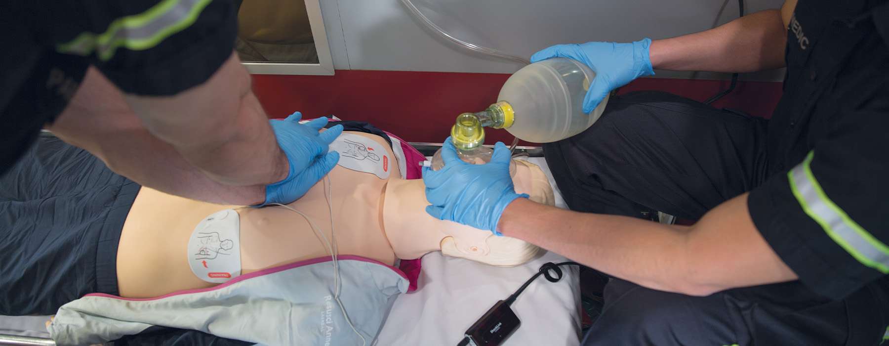 Defib training on manikin