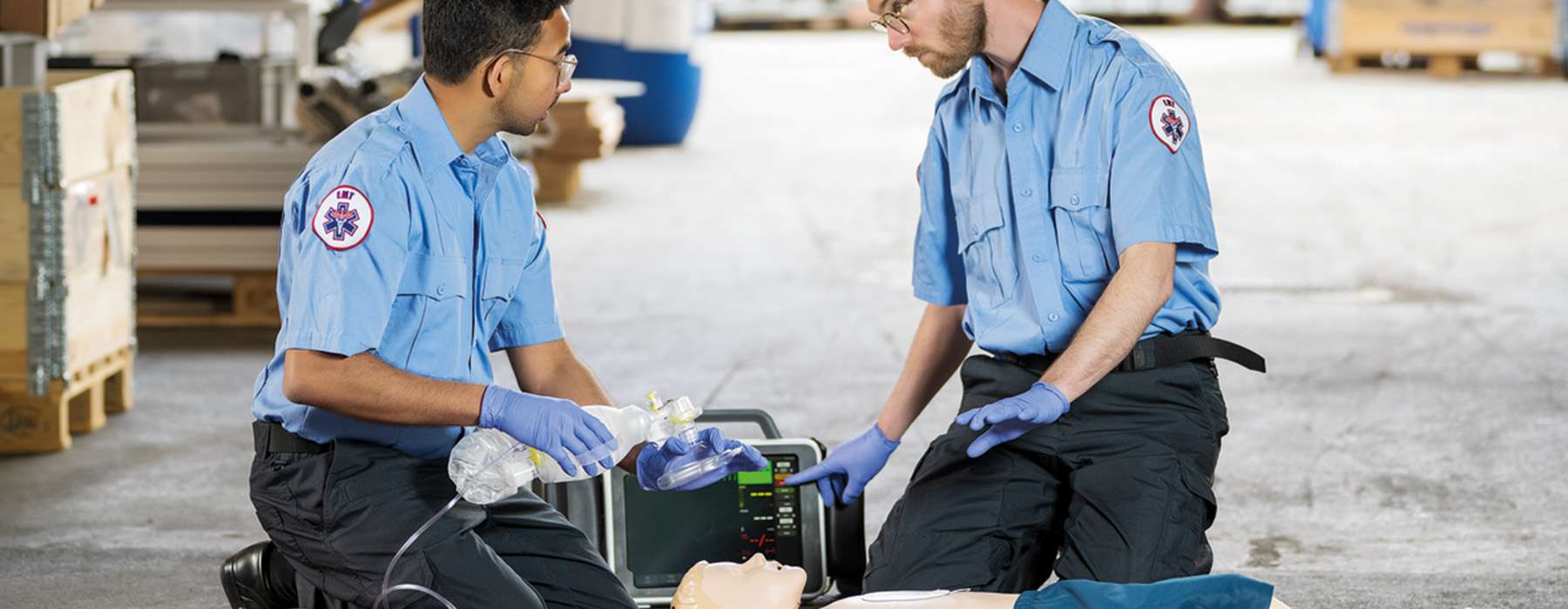 CPR training in warehouse environment