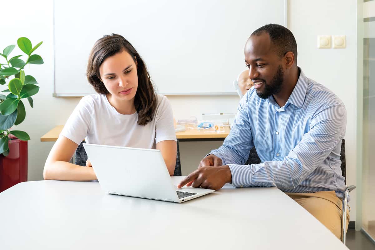 Student practicing with Modular Skills Trainer