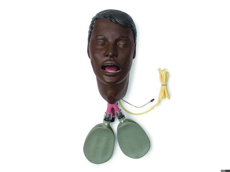 Head Assembly, Adult Female with Trach, Dark