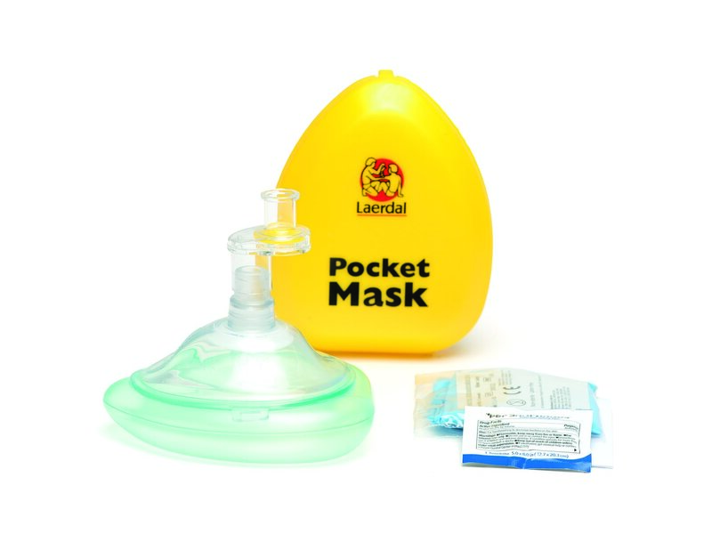 Laerdal Pocket Mask dans un boîtier jaune (UK)