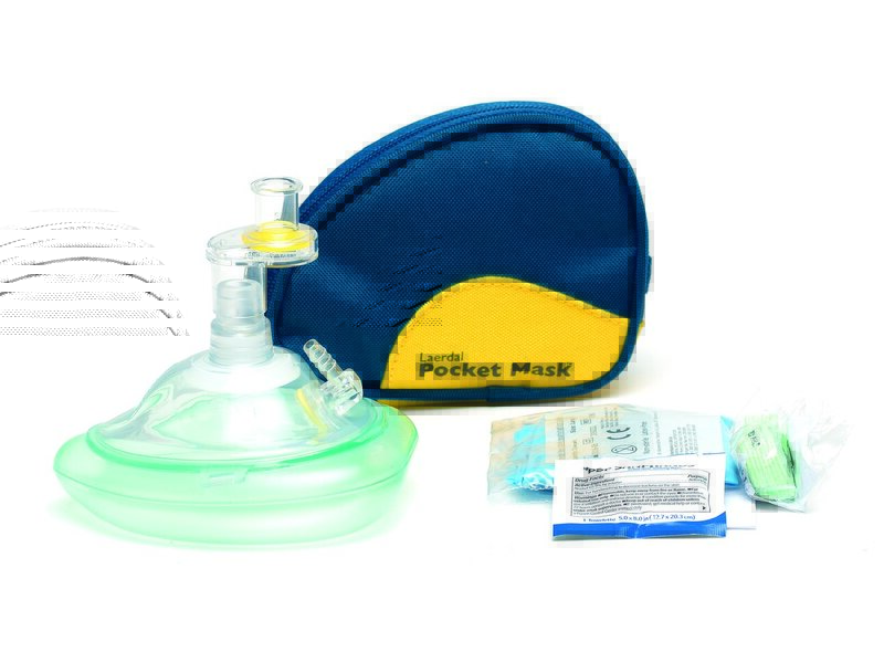 Pocket Mask avec entrée d'oxygène pochette bleu, 10pcs